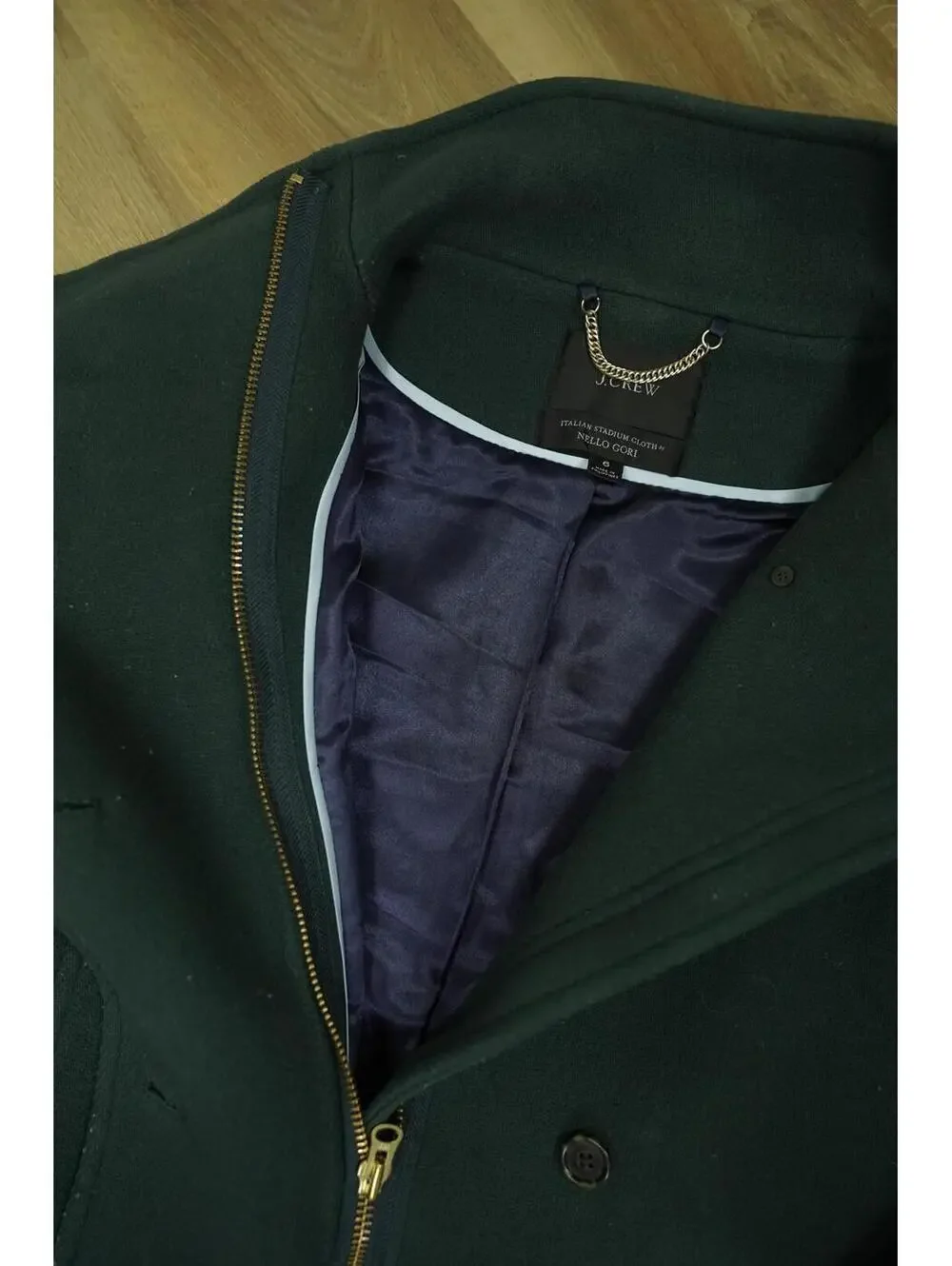J.CREW Italian Stadium Cloth Wool Trench Coat 6 Dark Moss - Quiet Luxury, posh - Picture 5 of 8